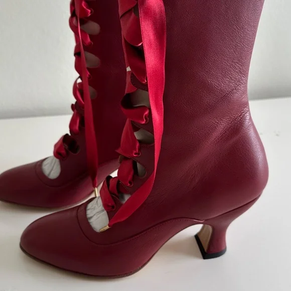 American Duchess Original Tango Boots Red Size 8 1/2 Worn Once - Picture 11 of 14